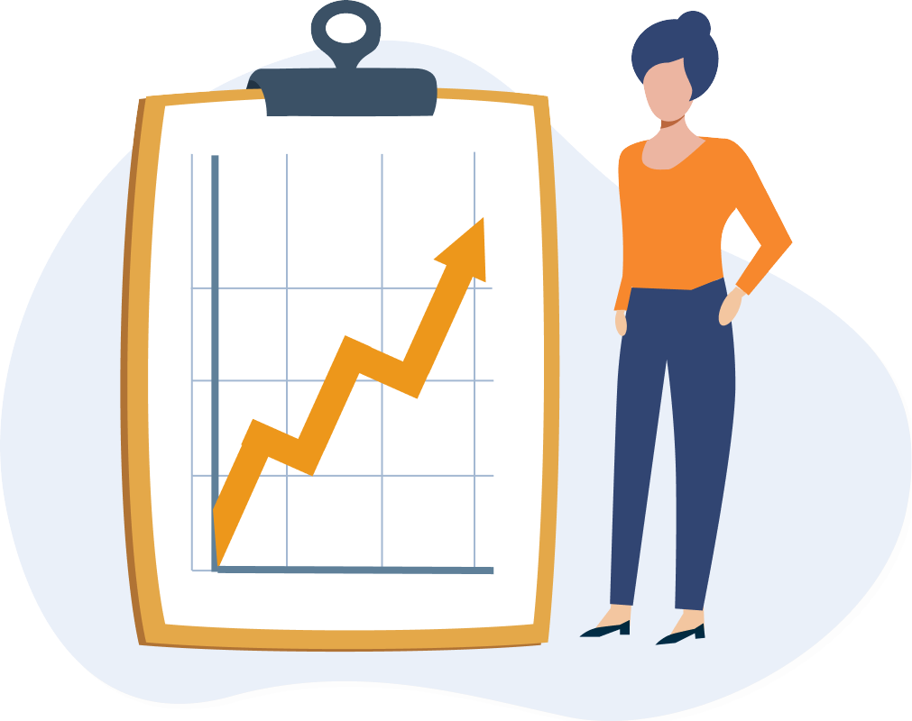 Illustration of clipboard with analytics graph